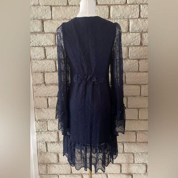 Max Studio Elegant Navy Lace Dress Size Small - Picture 8 of 12
